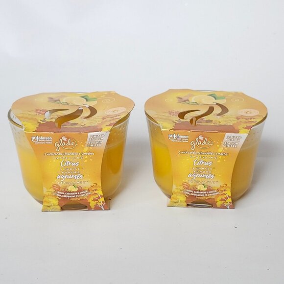 LIMITED EDITION GLADE Three Wick Scented Candles Sparkling Citrus Sunrise BNIP - Picture 1 of 6